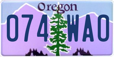 OR license plate 074WAO