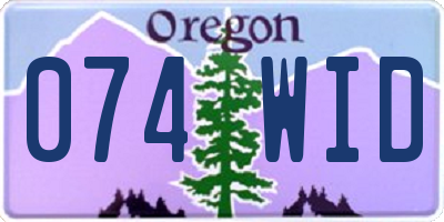 OR license plate 074WID
