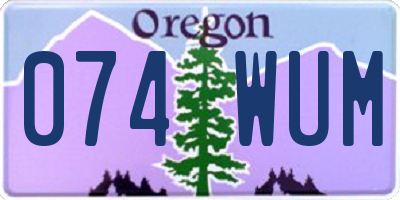 OR license plate 074WUM