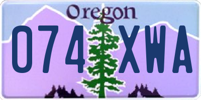 OR license plate 074XWA