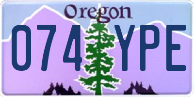 OR license plate 074YPE