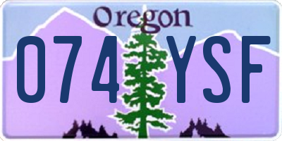 OR license plate 074YSF