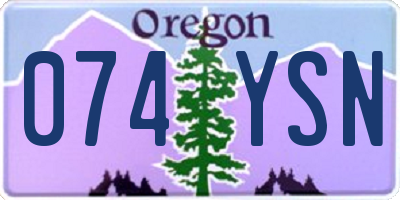 OR license plate 074YSN