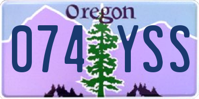 OR license plate 074YSS
