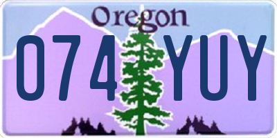 OR license plate 074YUY