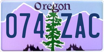 OR license plate 074ZAC