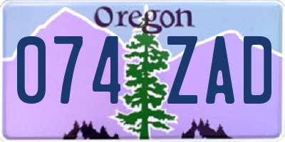 OR license plate 074ZAD