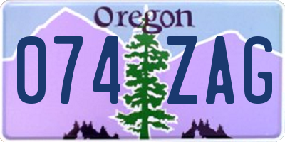 OR license plate 074ZAG