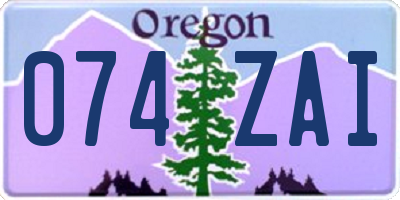 OR license plate 074ZAI