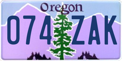OR license plate 074ZAK