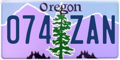 OR license plate 074ZAN