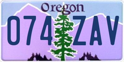 OR license plate 074ZAV