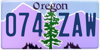 OR license plate 074ZAW