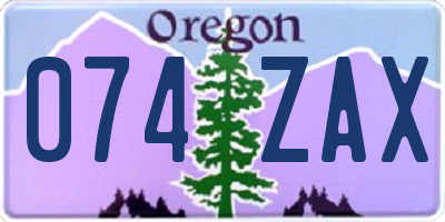 OR license plate 074ZAX