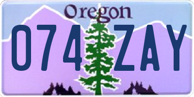 OR license plate 074ZAY