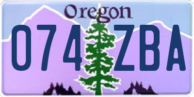 OR license plate 074ZBA