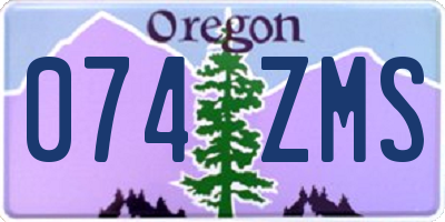 OR license plate 074ZMS
