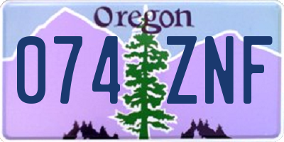 OR license plate 074ZNF
