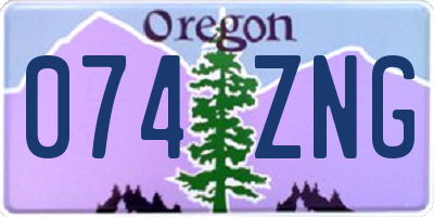 OR license plate 074ZNG