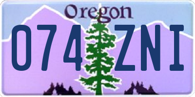 OR license plate 074ZNI