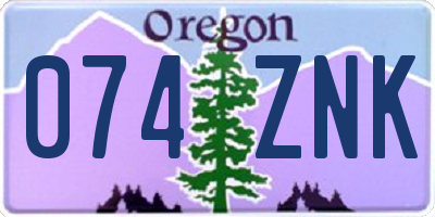 OR license plate 074ZNK