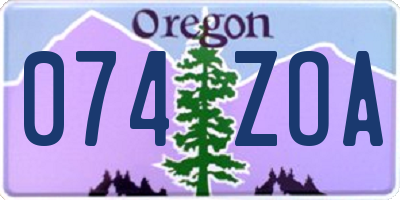 OR license plate 074ZOA