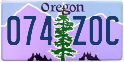 OR license plate 074ZOC