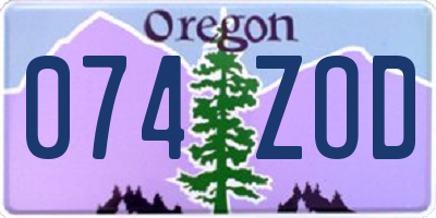 OR license plate 074ZOD