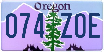 OR license plate 074ZOE