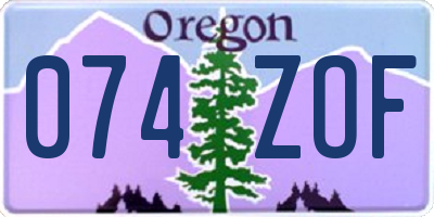 OR license plate 074ZOF