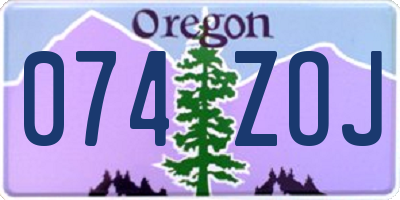 OR license plate 074ZOJ