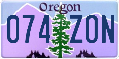 OR license plate 074ZON