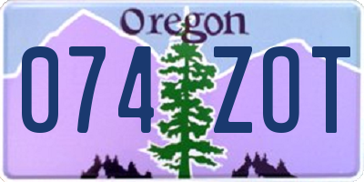 OR license plate 074ZOT