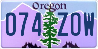 OR license plate 074ZOW