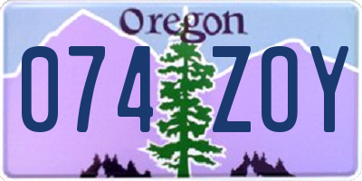 OR license plate 074ZOY
