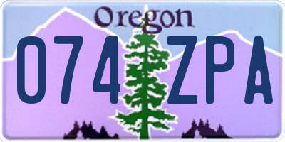 OR license plate 074ZPA
