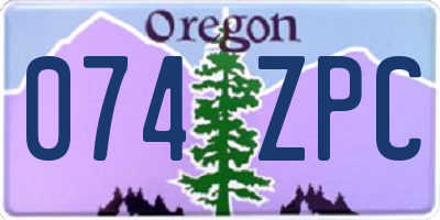 OR license plate 074ZPC