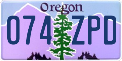 OR license plate 074ZPD