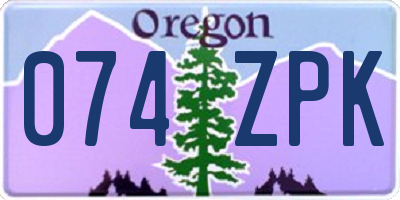 OR license plate 074ZPK
