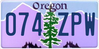OR license plate 074ZPW