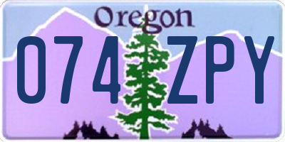 OR license plate 074ZPY