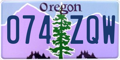 OR license plate 074ZQW