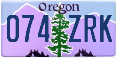 OR license plate 074ZRK