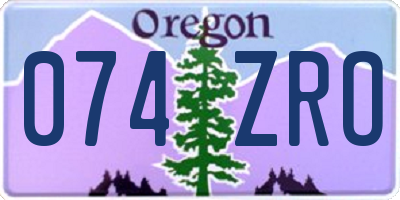 OR license plate 074ZRO