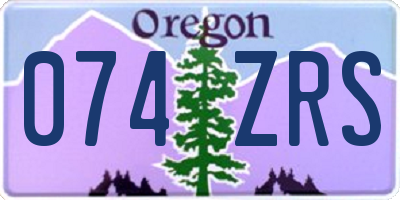 OR license plate 074ZRS
