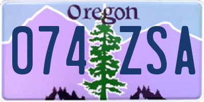 OR license plate 074ZSA