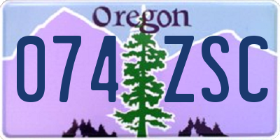 OR license plate 074ZSC