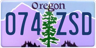 OR license plate 074ZSD