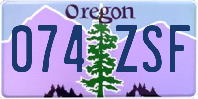 OR license plate 074ZSF