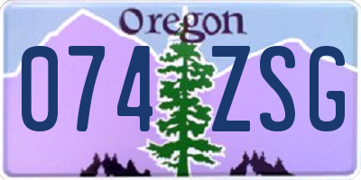 OR license plate 074ZSG
